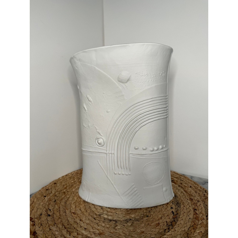 Rorstrand Vase "Terra" by Bertil Vallien, white Swedish Art Pottery